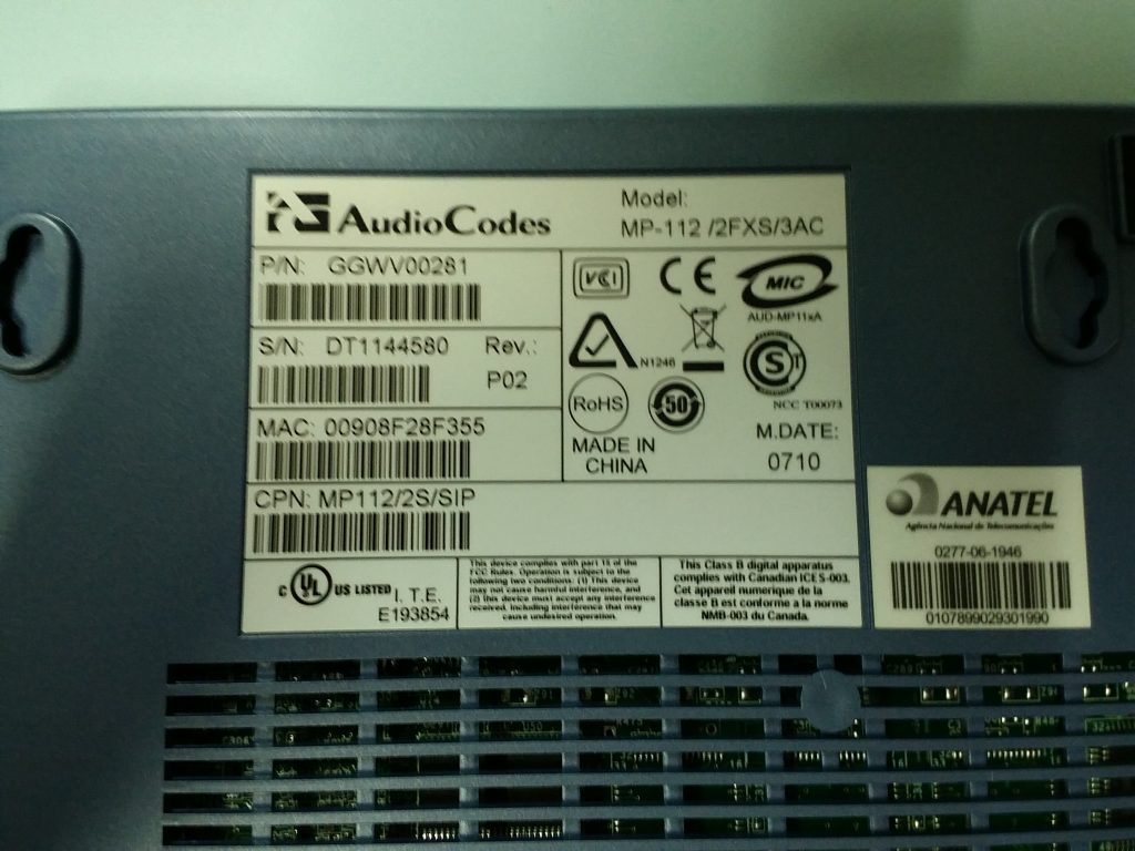 Audiocodes Mp112 Analog 2 FXS Media Gateway MP112/2FXS/AC Naterval